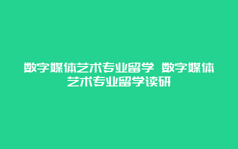 数字媒体艺术专业留学 数字媒体艺术专业留学读研