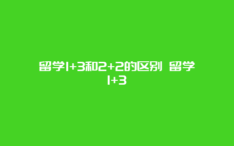 留学1+3和2+2的区别 留学1+3