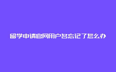 留学申请官网用户名忘记了怎么办