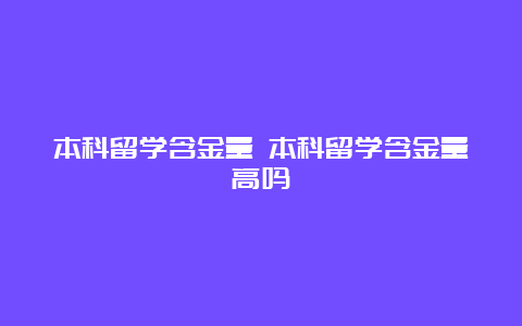 本科留学含金量 本科留学含金量高吗