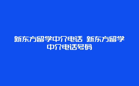 新东方留学中介电话 新东方留学中介电话号码