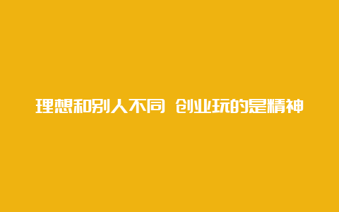 理想和别人不同 创业玩的是精神