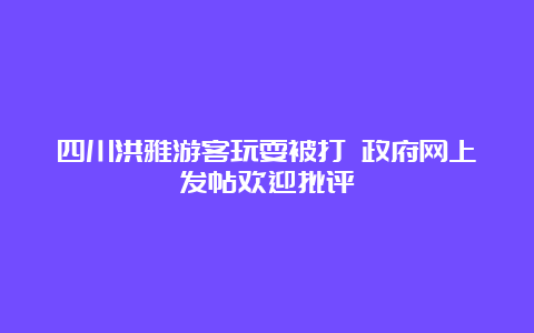 四川洪雅游客玩耍被打 政府网上发帖欢迎批评