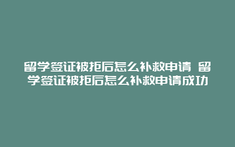 留学签证被拒后怎么补救申请 留学签证被拒后怎么补救申请成功