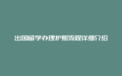 出国留学办理护照流程详细介绍