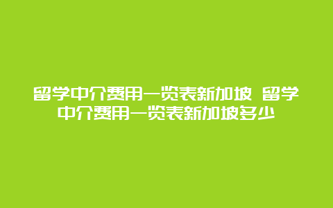 留学中介费用一览表新加坡 留学中介费用一览表新加坡多少