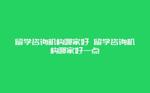 留学咨询机构哪家好 留学咨询机构哪家好一点