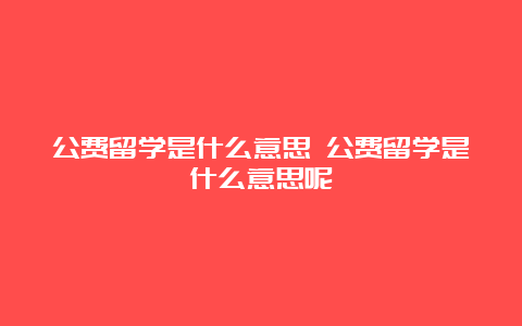 公费留学是什么意思 公费留学是什么意思呢