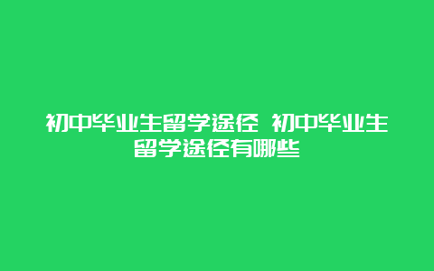 初中毕业生留学途径 初中毕业生留学途径有哪些