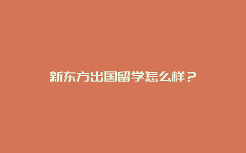 新东方出国留学怎么样？