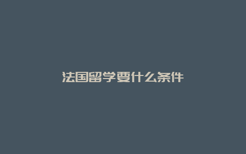 法国留学要什么条件