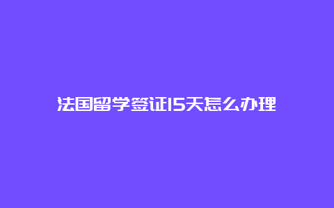 法国留学签证15天怎么办理