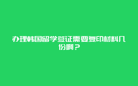 办理韩国留学签证需要复印材料几份啊？