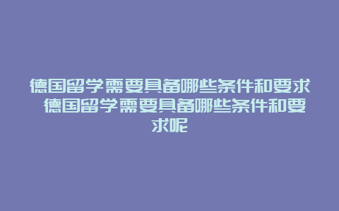 德国留学需要具备哪些条件和要求 德国留学需要具备哪些条件和要求呢