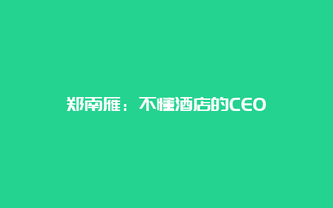 郑南雁：不懂酒店的CEO