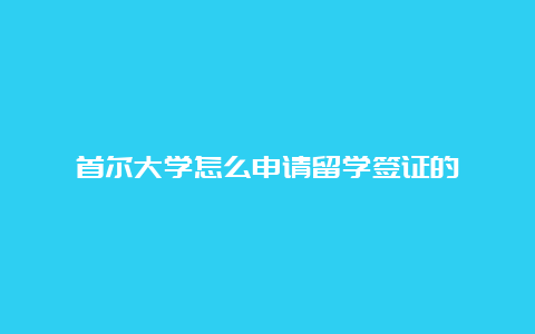 首尔大学怎么申请留学签证的