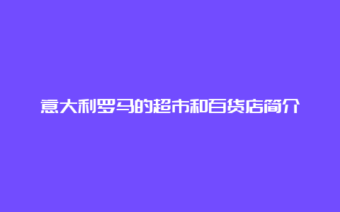 意大利罗马的超市和百货店简介