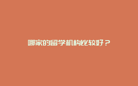 哪家的留学机构比较好？