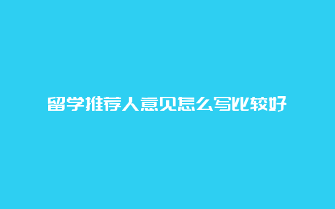 留学推荐人意见怎么写比较好