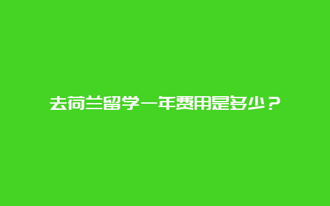 去荷兰留学一年费用是多少？