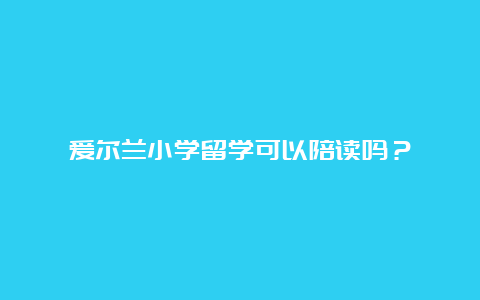 爱尔兰小学留学可以陪读吗？