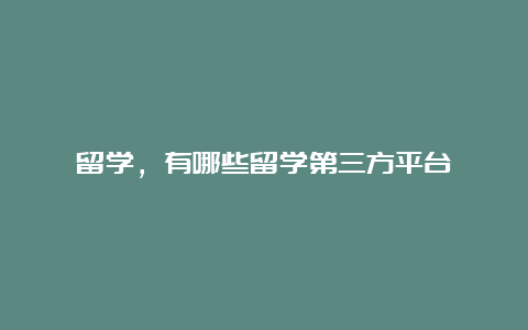 留学，有哪些留学第三方平台