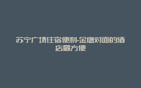 苏宁广场住宿便利-金鹰对面的酒店最方便