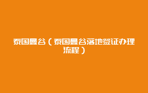 泰国曼谷（泰国曼谷落地签证办理流程）