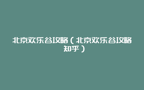 北京欢乐谷攻略（北京欢乐谷攻略 知乎）