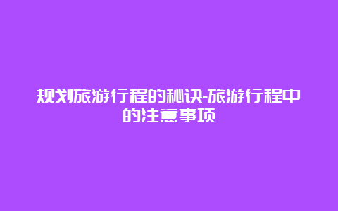 规划旅游行程的秘诀-旅游行程中的注意事项