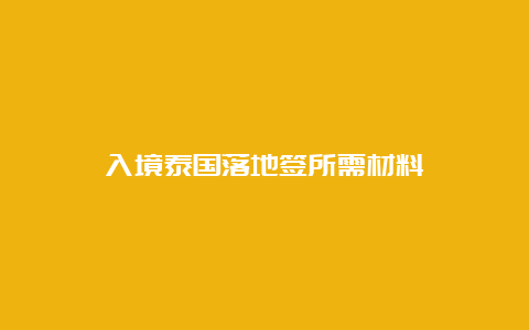 入境泰国落地签所需材料