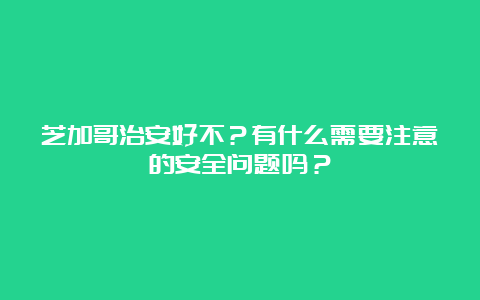 芝加哥治安好不？有什么需要注意的安全问题吗？