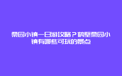 桑园小镇一日游攻略？鹤壁桑园小镇有哪些可玩的景点