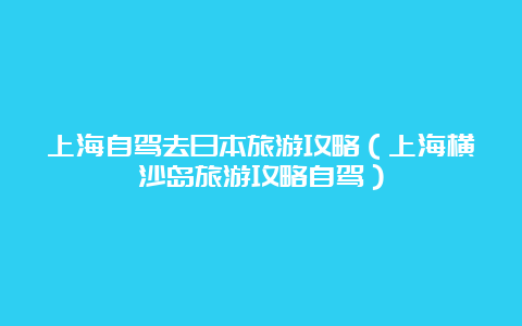 上海自驾去日本旅游攻略（上海横沙岛旅游攻略自驾）