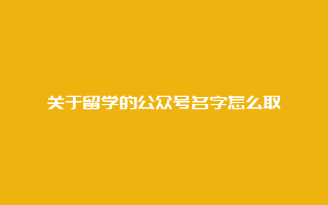 关于留学的公众号名字怎么取