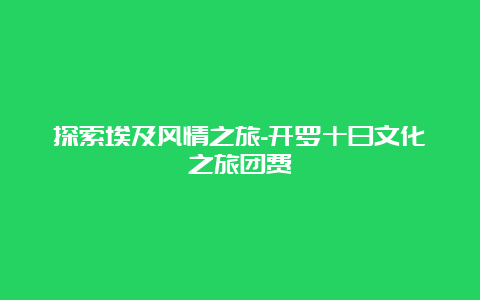 探索埃及风情之旅-开罗十日文化之旅团费