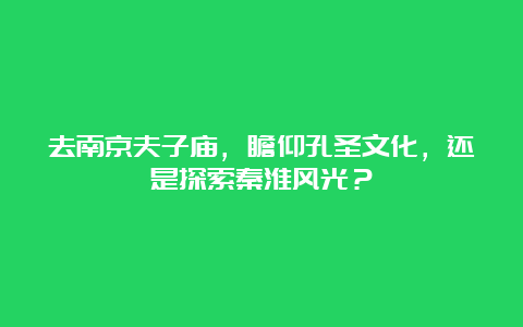 去南京夫子庙，瞻仰孔圣文化，还是探索秦淮风光？