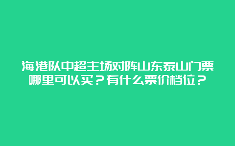 海港队中超主场对阵山东泰山门票哪里可以买？有什么票价档位？