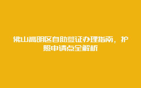 佛山高明区自助签证办理指南，护照申请点全解析