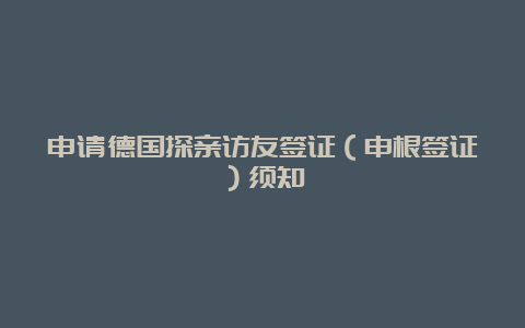 申请德国探亲访友签证（申根签证）须知