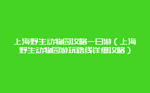 上海野生动物园攻略一日游（上海野生动物园游玩路线详细攻略）