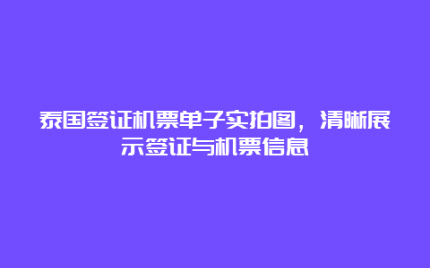 泰国签证机票单子实拍图，清晰展示签证与机票信息