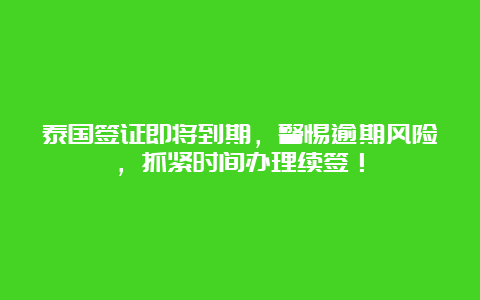 泰国签证即将到期，警惕逾期风险，抓紧时间办理续签！