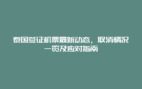 泰国签证机票最新动态，取消情况一览及应对指南