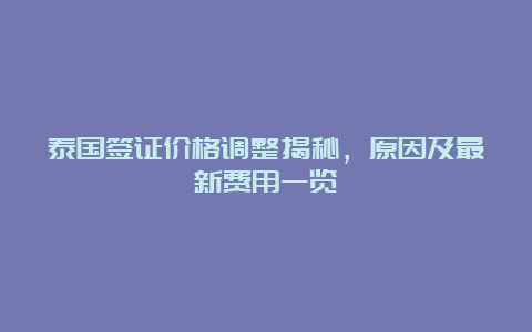 泰国签证价格调整揭秘，原因及最新费用一览