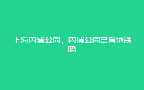 上海周浦公园，周浦公园会有地铁吗