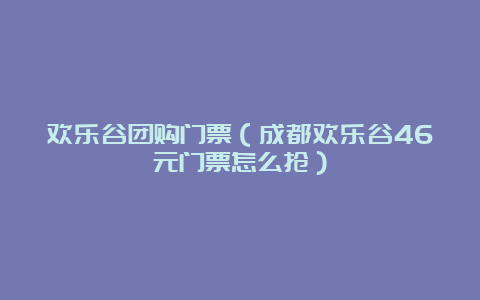 欢乐谷团购门票（成都欢乐谷46元门票怎么抢）