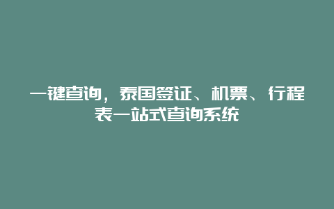 一键查询，泰国签证、机票、行程表一站式查询系统