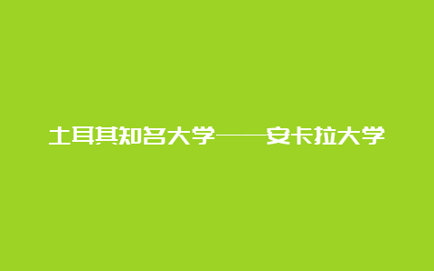 土耳其知名大学——安卡拉大学