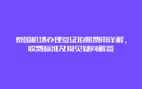 泰国机场办理签证拍照费用详解，收费标准及常见疑问解答